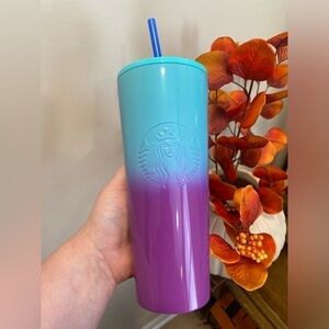 NWT Starbucks Summer 2021 Purple Teal Blue Ombre Stainless Tumbler Cup 24oz